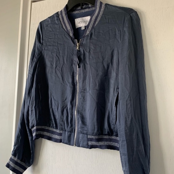 Lucy Paris Satin Bomber Jacket Clara Glitter Striped Medium - Picture 7 of 16